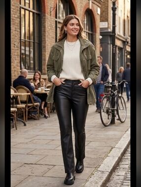 Time And Tru Black Faux Leather Size 18 High Waist Straight Leg Pants